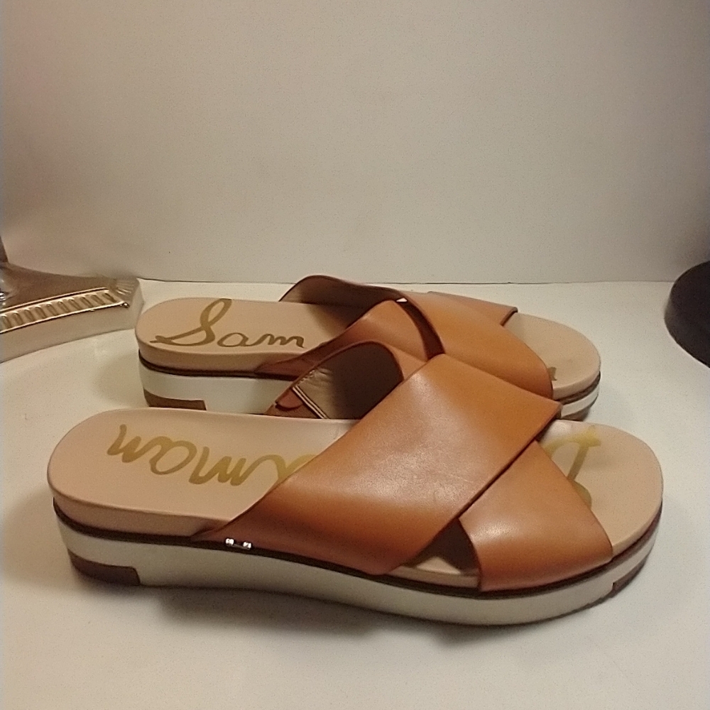 Sam Edelman Audrea Cross Strap Leather Slide Sandals Women's sz 8M. - Picture 2 of 12